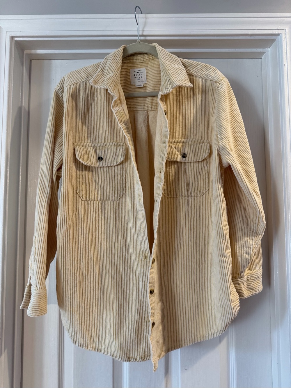 Billabong pale yellow Corduroy Button-Down Shirt